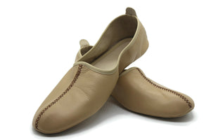Genuine Leather Cream Babouche Slippers Handmade from Soft Leather, Traditional babouche slippers, MENS traditional shoes, Home Shoes