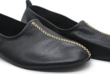 Genuine Leather Black Babouche Slippers Handmade from Soft Leather, Traditional babouche slippers, MENS traditional shoes, Home Shoes