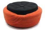 Ahli Tariq Orange & Black 6 m Cloth islamic wear Kufi imamah with holes, Skull Cap taqiyyah hat, Handmade Imamah Sharif, Muslim skullcap