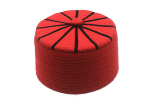 Genuine Felt Islamic Hat, Baklawa Design Red to Black Muslim Kufi Cap, Men's Muslim Prayer Kufi Hat