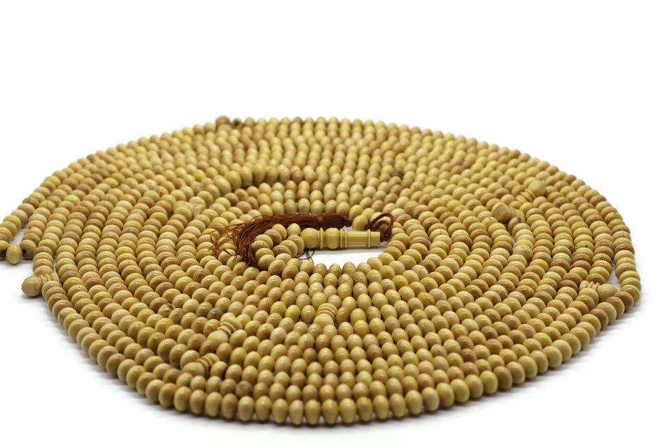 10x7 mm Light Brown Boxwood Tree Tasbih, Prayer Beads with 1000 Beads Misbaha, Rosary Tasbeeh, Wooden Muslim Prayer Beads