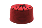 Genuine Felt Islamic Hat, Baklawa Design Red to Black Muslim Kufi Cap, Men's Muslim Prayer Kufi Hat