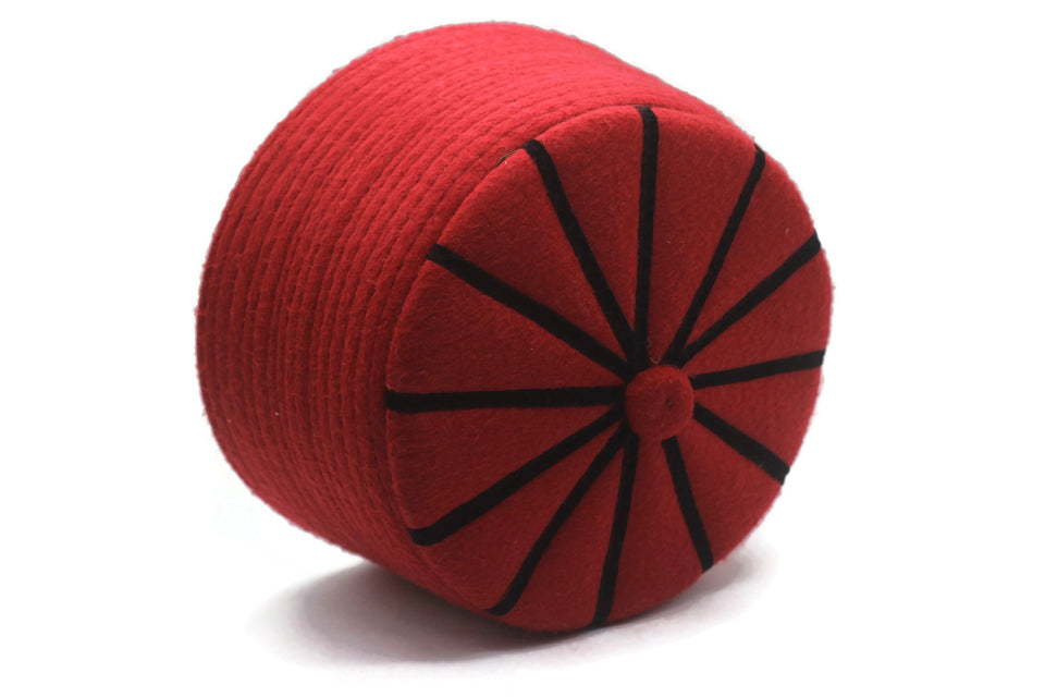Genuine Felt Islamic Hat, Baklawa Design Red to Black Muslim Kufi Cap, Men's Muslim Prayer Kufi Hat
