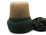 Genuine Wool Felt Mawlawi Hat with Green Turban, Mawlawiyah Sufi Kufi Hat, Traditional Destar Sikke Islamic Cap, Whirling Dervish Costume