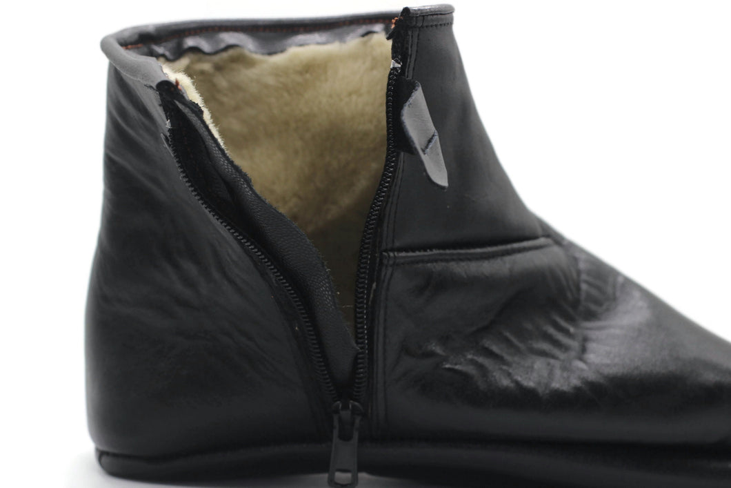 Plush Faux Fur Leather Slippers, Thicker Leather Feet Warmer, MENS Winter socks, Indoor Slippers, Khuffain, Wudu Socks, Home Shoes