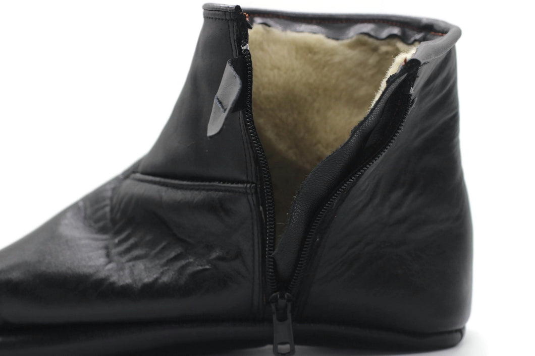 Plush Faux Fur Leather Slippers, Thicker Leather Feet Warmer, WOMENS Winter socks, Indoor Slippers, Khuffain, Wudu Socks, Home Shoes