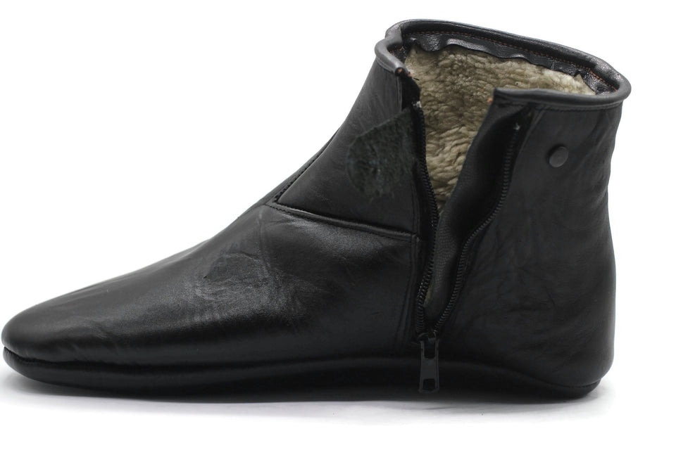 Genuine Lamb Fur Leather Slippers, Thicker Leather Feet Warmer, WOMENS Winter socks, Indoor Slippers, Khuffain, Wudu Socks, Home Shoes