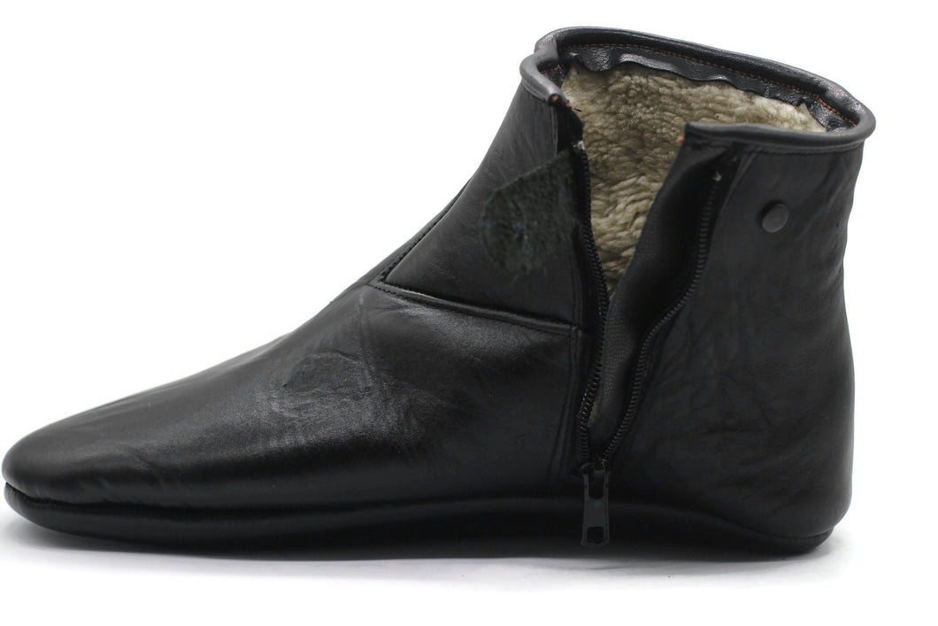 Genuine Lamb Fur Leather Slippers, Thicker Leather Feet Warmer, WOMENS Winter socks, Indoor Slippers, Khuffain, Wudu Socks, Home Shoes