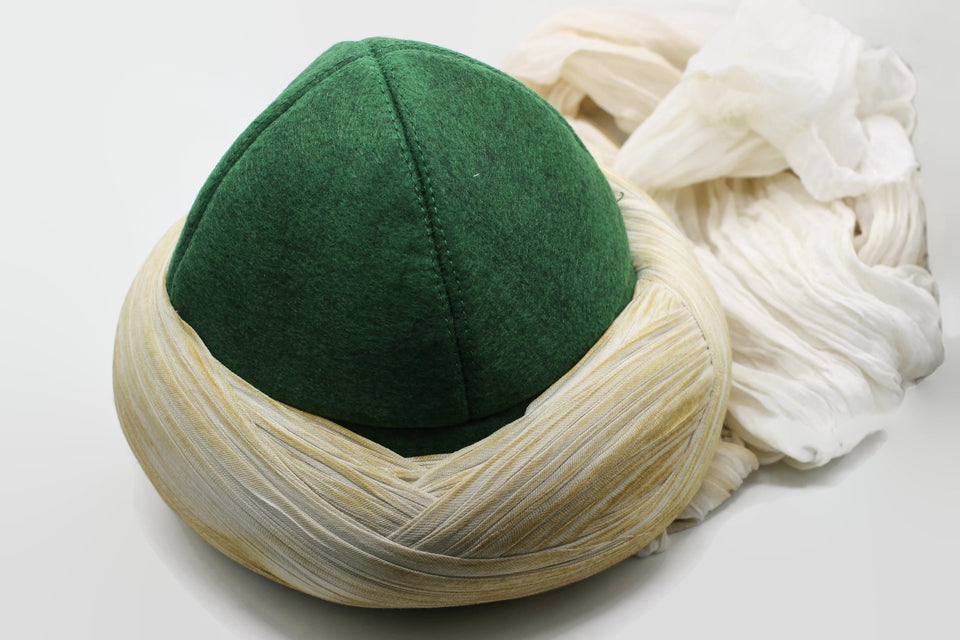Handmade Green Yunus Emre Imamah, Unique Islamic Art, Imam Pagri Imama Emama Islamic Men's Head Wear, Genuine Felt Hat