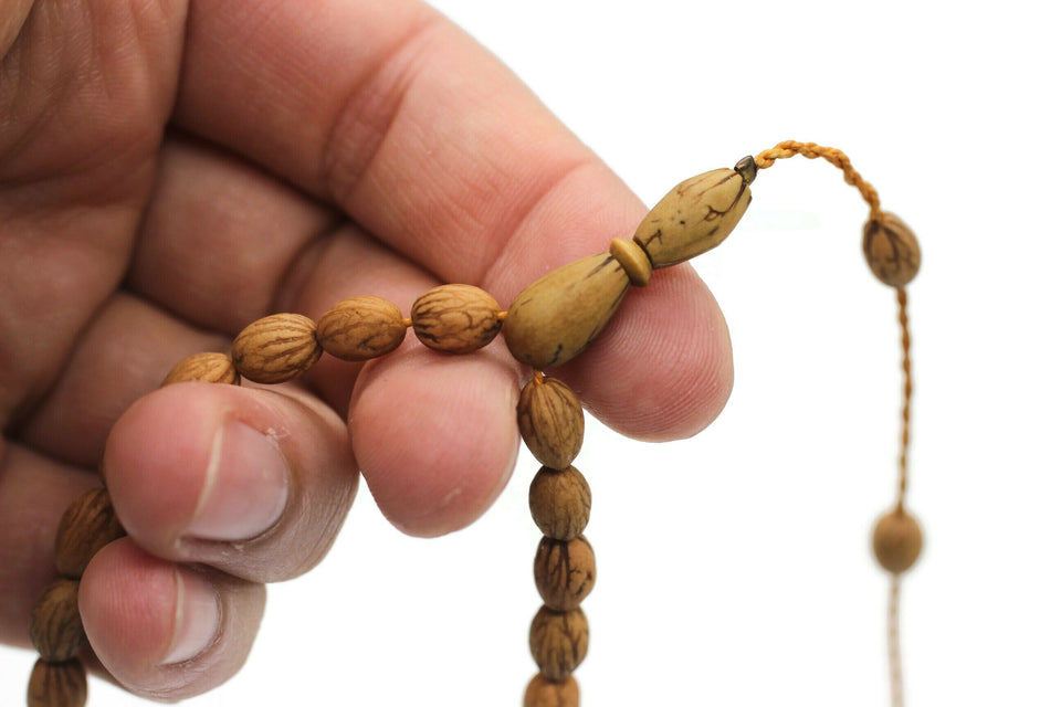 Genuine Olive Seeds Tasbih, 99 Beads Olive Seeds Prayer Beads Misbahas for Daily Dhikr, Olive Wood Beads, Olive Seed Tasbih