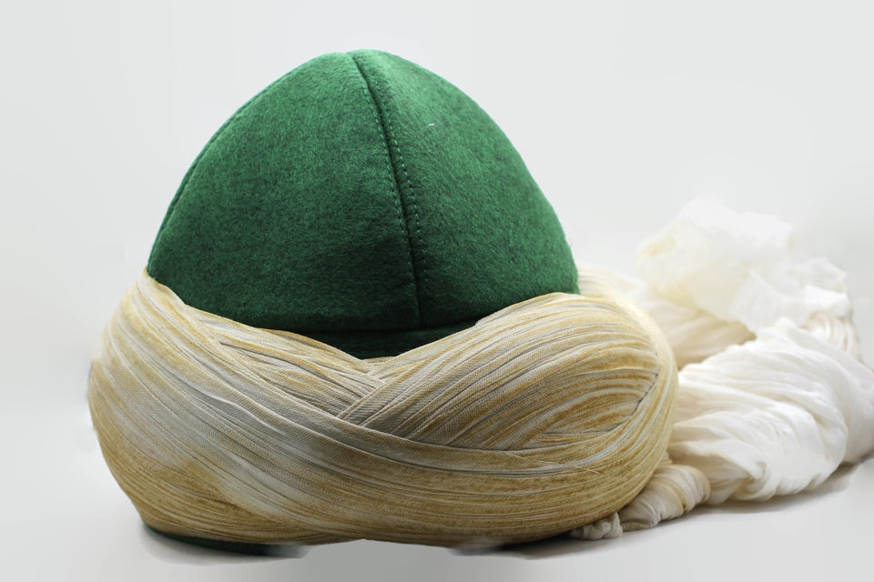 Handmade Green Yunus Emre Imamah, Unique Islamic Art, Imam Pagri Imama Emama Islamic Men's Head Wear, Genuine Felt Hat