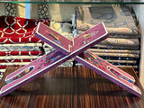 Purple Velvet Cover Holy Quran Reading Desk | Quran Holder Book Stand Rihal Rehal | Wooden Quran Stand Lectern