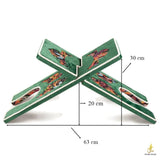 Green Velvet Cover Holy Quran Reading Desk | Quran Holder Book Stand Rihal Rehal | Wooden Quran Stand Lectern