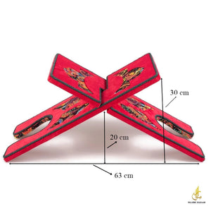 Red Velvet Cover Holy Quran Reading Desk | Quran Holder Book Stand Rihal Rehal | Wooden Quran Stand Lectern | Islamic Gift