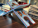 Blue Velvet Cover Holy Quran Reading Desk | Quran Holder Book Stand Rihal Rehal | Wooden Quran Stand Lectern | Islamic Gift