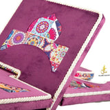 Purple Velvet Cover Holy Quran Reading Desk | Quran Holder Book Stand Rihal Rehal | Wooden Quran Stand Lectern