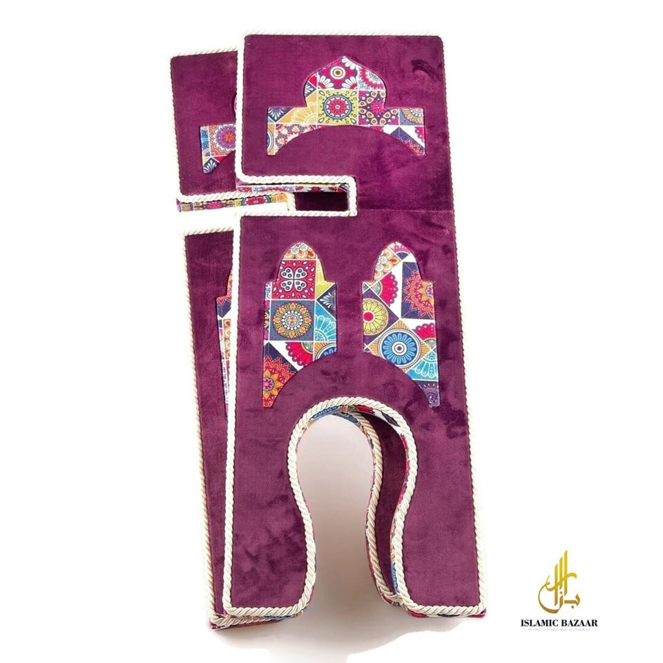 Purple Velvet Cover Holy Quran Reading Desk | Quran Holder Book Stand Rihal Rehal | Wooden Quran Stand Lectern