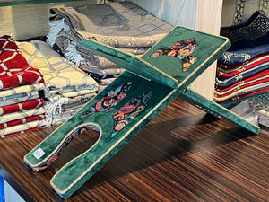 Green Velvet Cover Holy Quran Reading Desk | Quran Holder Book Stand Rihal Rehal | Wooden Quran Stand Lectern