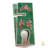 Green Velvet Cover Holy Quran Reading Desk | Quran Holder Book Stand Rihal Rehal | Wooden Quran Stand Lectern