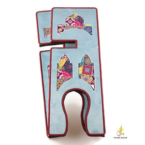 Blue Velvet Cover Holy Quran Reading Desk | Quran Holder Book Stand Rihal Rehal | Wooden Quran Stand Lectern | Islamic Gift