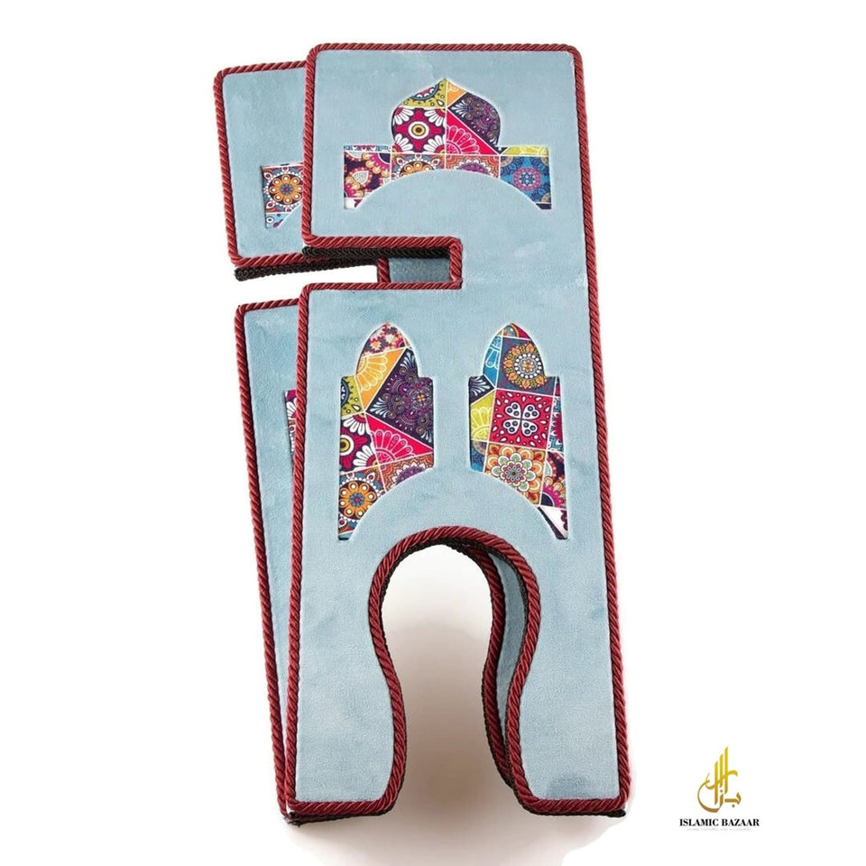 Blue Velvet Cover Holy Quran Reading Desk | Quran Holder Book Stand Rihal Rehal | Wooden Quran Stand Lectern | Islamic Gift