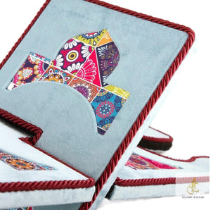 Blue Velvet Cover Holy Quran Reading Desk | Quran Holder Book Stand Rihal Rehal | Wooden Quran Stand Lectern | Islamic Gift
