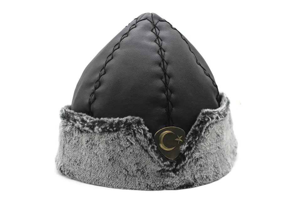 Turkish Dirilis Ertugrul Ottoman Kayi Bork Hat, Ertugrul Dirilis Fur Leather Winter Cap, Dirilis Cosplay Hat