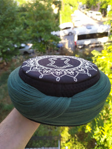 Prewrapped Nalayn Nalain Shareef Imamah, Black and Green Islamic Hat, Unique Islamic Art, Imam Pagri Imama Emama Islamic Men's Head Wear