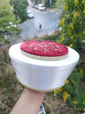Classic Islamic Hat with Embroidery, Egyptian Turkish Red Fez Tarboush Hat, Imamah Kufi Cap Islamic Clothing Tarboosh