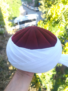 Handmade Red and White Dervish Hat, Unique Islamic Art, Dervish Clothin, Rufaiyyah Hat, Muslim Hat, Sunnah Cap, Prayer Hat, Sufi Hat