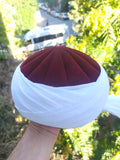 Handmade Red and White Dervish Hat, Unique Islamic Art, Dervish Clothin, Rufaiyyah Hat, Muslim Hat, Sunnah Cap, Prayer Hat, Sufi Hat
