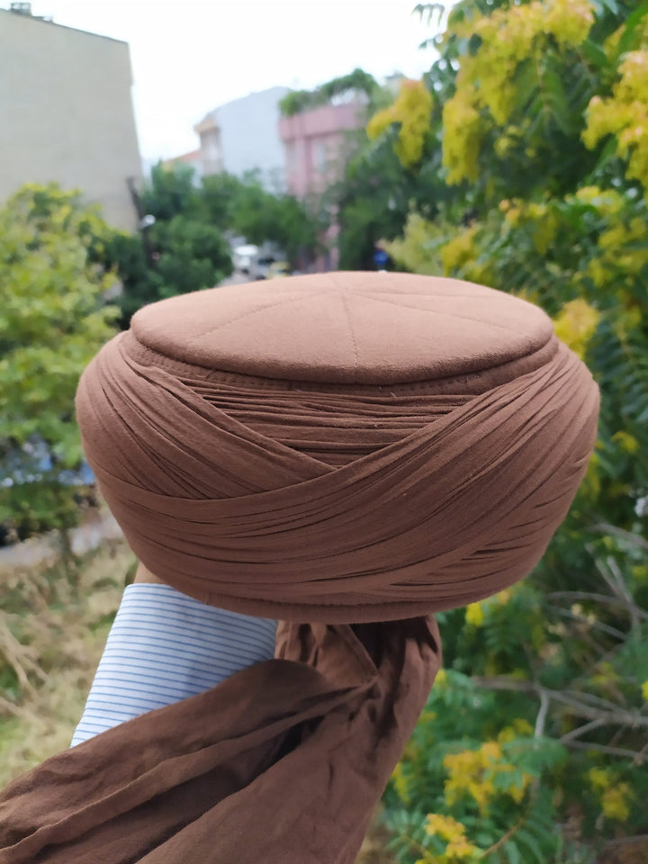 Saladin Brown Imamah, Unique Islamic Art, Salah ad Din Imam Pagri Imama, Muslim Hat, Sunnah Cap, Prayer Hat, Islamic Gift