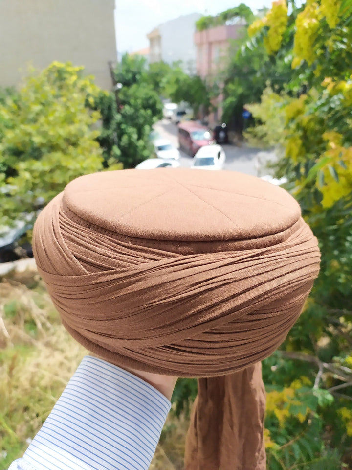 Saladin Brown Imamah, Unique Islamic Art, Salah ad Din Imam Pagri Imama, Muslim Hat, Sunnah Cap, Prayer Hat, Islamic Gift