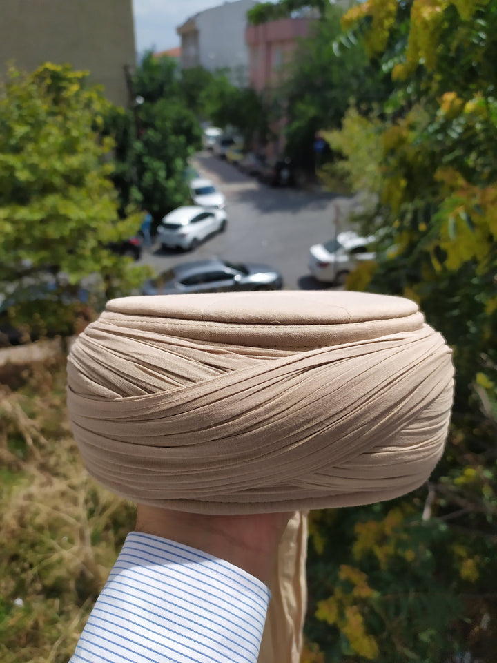 Saladin Beige Imamah, Unique Islamic Art, Salah ad Din Imam Pagri Imama, Muslim Hat, Sunnah Cap, Prayer Hat, Islamic Gift