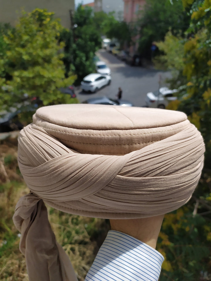 Saladin Beige Imamah, Unique Islamic Art, Salah ad Din Imam Pagri Imama, Muslim Hat, Sunnah Cap, Prayer Hat, Islamic Gift