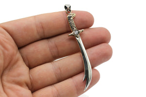 Silver Zulfiqar Necklace with Zirconia, Imam Ali Sword Pendant, Zulfiqar Sword, Islamic Necklace, Dhulfaqar Pendant, Shia Gifts