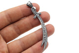 Matte Black Plated Zulfiqar Sword Necklace, Arabic Written Zulfiqar Imam Ali Zulfiqar Sword, Dhulfaqar Pendant, Shia Gifts