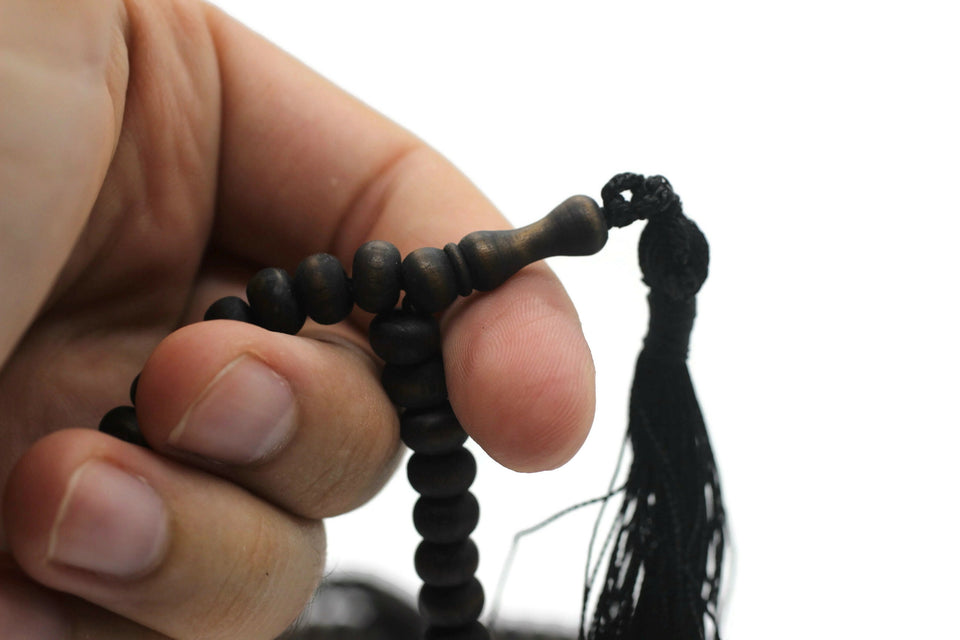 Matte Black Genuine Olive Wood Beads with a tassel, 1000 Beads Misbaha Tasbih Zikr Tasbeeh Tesbih 7.5 mm Dhikr Prayer Beads
