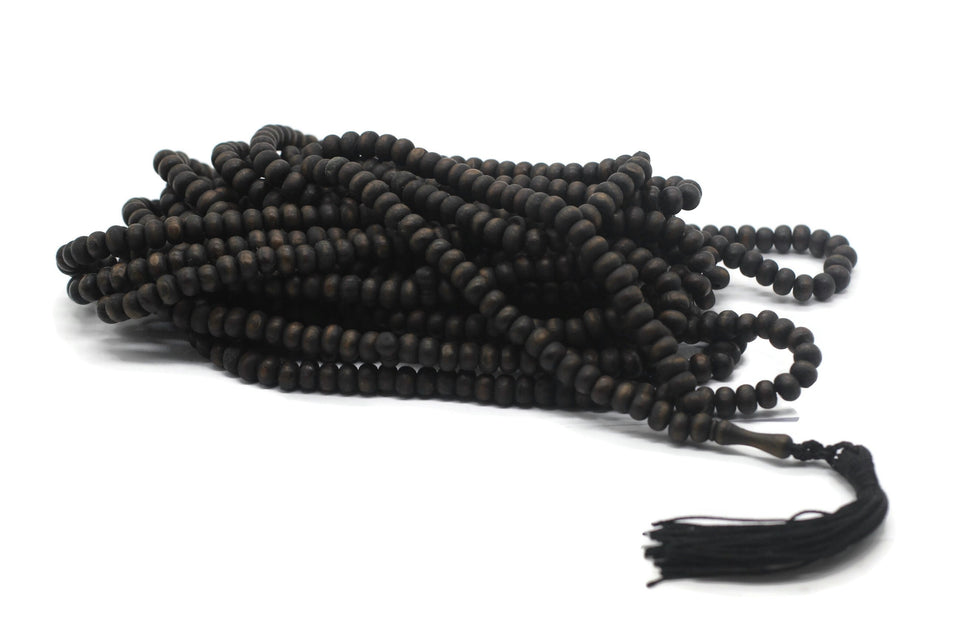 Matte Black Genuine Olive Wood Beads with a tassel, 1000 Beads Misbaha Tasbih Zikr Tasbeeh Tesbih 7.5 mm Dhikr Prayer Beads