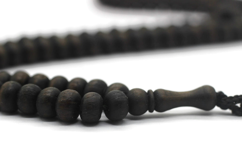 Matte Black Genuine Olive Wood Beads with a tassel, 99 Beads Misbaha Tasbih Zikr Tasbeeh Tesbih 7.5 mm Dhikr Prayer Beads