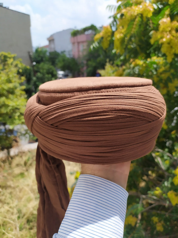 Saladin Brown Imamah, Unique Islamic Art, Salah ad Din Imam Pagri Imama, Muslim Hat, Sunnah Cap, Prayer Hat, Islamic Gift