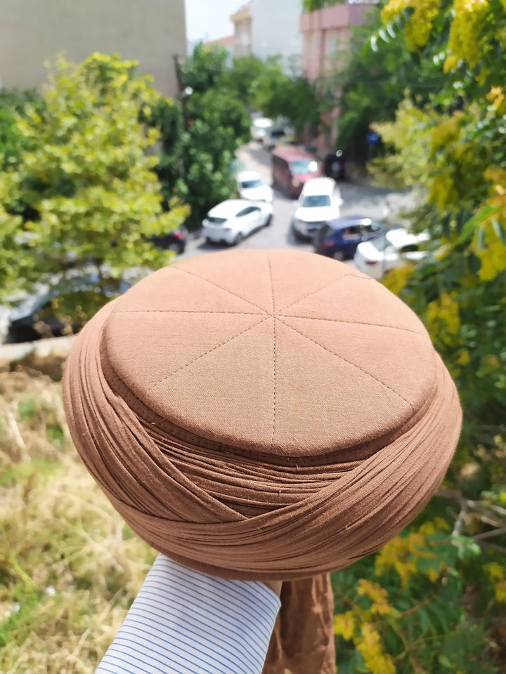 Saladin Brown Imamah, Unique Islamic Art, Salah ad Din Imam Pagri Imama, Muslim Hat, Sunnah Cap, Prayer Hat, Islamic Gift