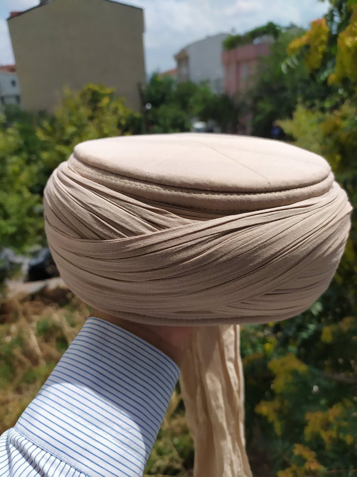 Saladin Beige Imamah, Unique Islamic Art, Salah ad Din Imam Pagri Imama, Muslim Hat, Sunnah Cap, Prayer Hat, Islamic Gift