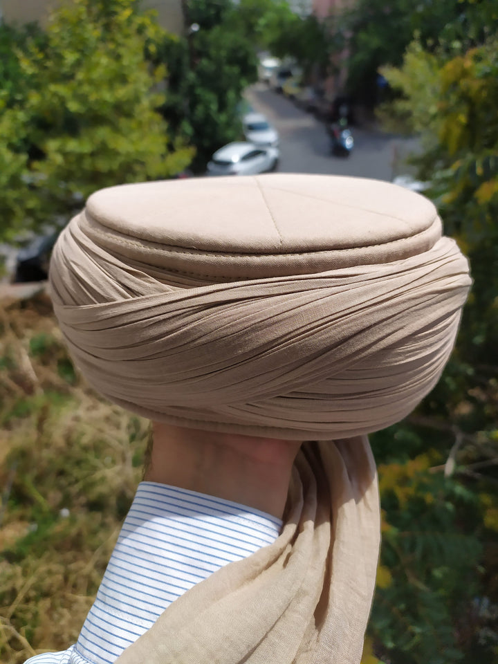 Saladin Beige Imamah, Unique Islamic Art, Salah ad Din Imam Pagri Imama, Muslim Hat, Sunnah Cap, Prayer Hat, Islamic Gift