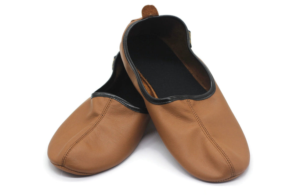 Genuine Leather Tan Feet Warmer Women Size, Winter Socks, Foot Warmers Socks, Shoes Slippers, Leather Socks, Home Slippers