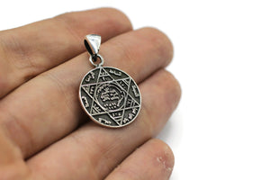 Star of David Necklace, 925 Sterling Silver Medallion with Kalima Tauheed, Silver Pendant, Embroidered Jewelry, Gift for Muslim