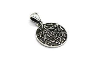 Star of David Necklace, 925 Sterling Silver Medallion with Kalima Tauheed, Silver Pendant, Embroidered Jewelry, Gift for Muslim