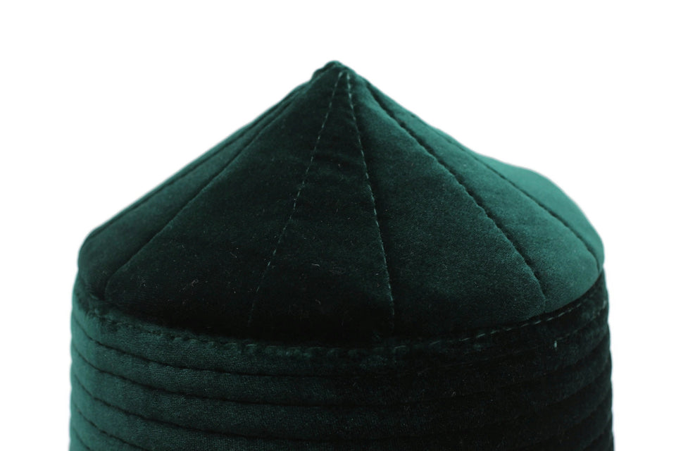 Green Velvet Naqshibandi Kufi Muslim Takke Peci Kofia Hat Topi, Dervish Clothing, Haqqani Sufi Hat, Islamic Wear, Islamic Gift, Hat For Men,