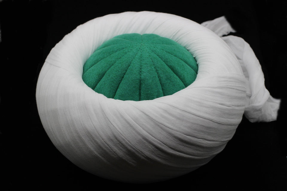 Mujahideen White and Green imamah, Grand Vizier Islamic Hat, Authentic Muslim Cap Sunnah Turban, Prayer Dress for Men