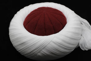 Mujahideen White and Bordeaux imamah, Grand Vizier Islamic Hat, Authentic Muslim Cap Sunnah Turban, Prayer Hat for Men